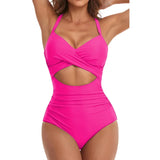 V-Neck One Piece Swimsuit