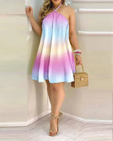 Hawaiian Style Floral Halter Dress