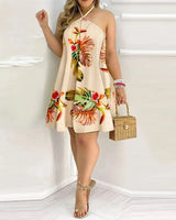 Hawaiian Style Floral Halter Dress