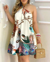 Hawaiian Style Floral Halter Dress