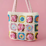 Women’s Handmade Crochet Square Tote Bag