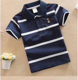 Kids Short Sleeve Striped Polo Shirt
