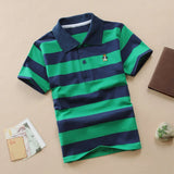 Kids Short Sleeve Striped Polo Shirt
