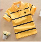 Kids Short Sleeve Striped Polo Shirt
