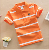 Kids Short Sleeve Striped Polo Shirt