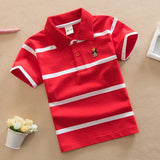 Kids Short Sleeve Striped Polo Shirt