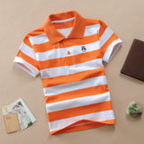 Kids Short Sleeve Striped Polo Shirt