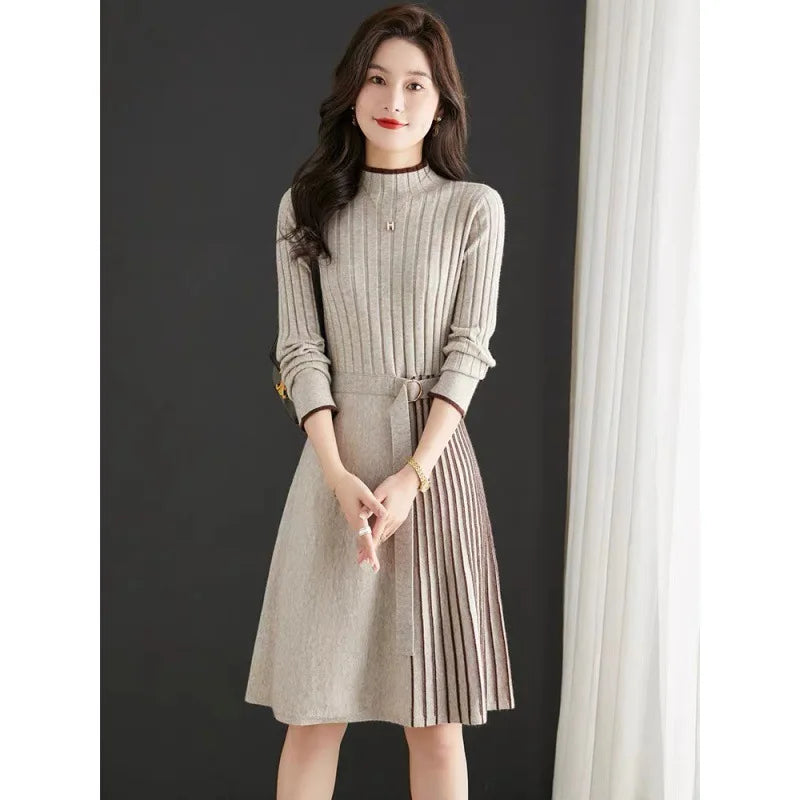 Mid-Length Plus Size Knitted Dress