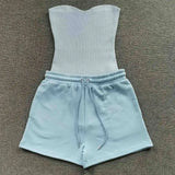 Women's Ribbed Tube Bodysuit Two-Piece Set
