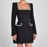 Women’s Pearl-Decorated Knit Dress