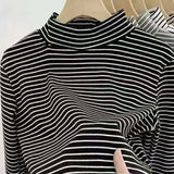 Women’s Striped Long-Sleeve Velvet Pullover