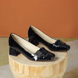 Square Toe Patent Leather Pumps