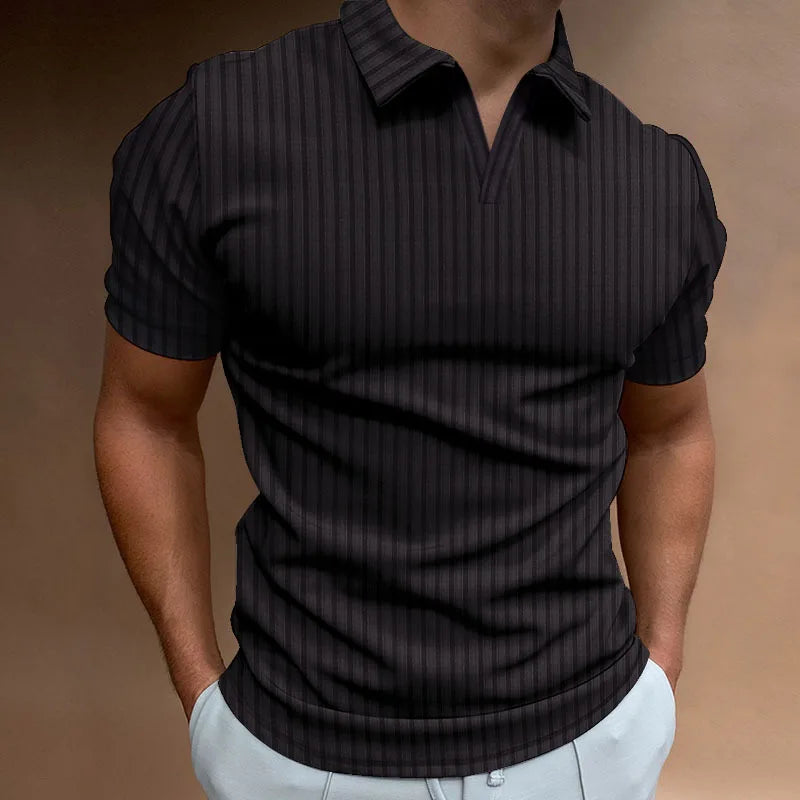 Men's Casual Polo Shirt with Zipper