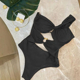 Women's One-Shoulder Hollow-Out Bikini