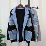 Women’s Denim Jacket with Knitted Sweater Design