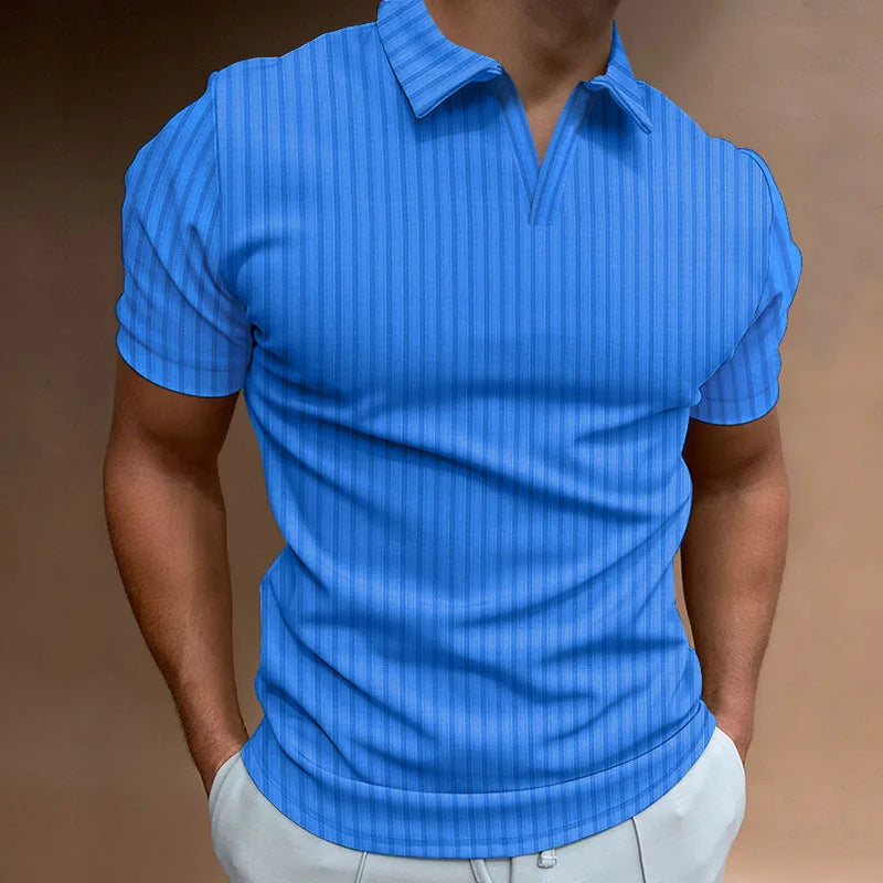 Men's Casual Polo Shirt with Zipper