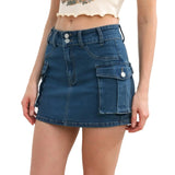 Slim Fit Denim Skirt with Pockets