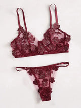Transparent Floral Underwear Set