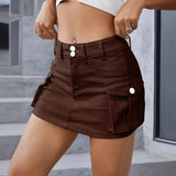 Slim Fit Denim Skirt with Pockets