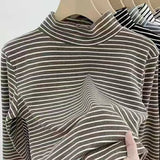 Women’s Striped Long-Sleeve Velvet Pullover