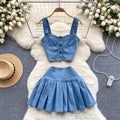 Women’s Denim Full-Sleeve Skirt Set