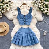 Women’s Denim Full-Sleeve Skirt Set