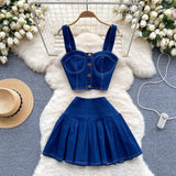 Women’s Denim Full-Sleeve Skirt Set