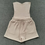 Women's Ribbed Tube Bodysuit Two-Piece Set
