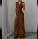 Women's V-Neck Sleeveless 2-Piece Set