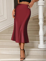 Elegant Solid Midi Skirt