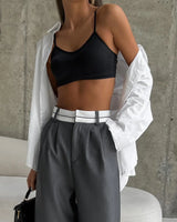 Women's White High-Waist Pants