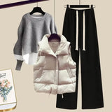 Women’s Three-Piece Thick Knit Sweater and Loose Pant Set
