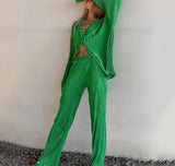Women’s Corduroy Wrinkled 2-Piece Set