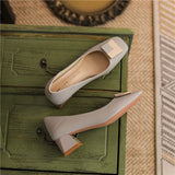 Thick Square Heel Flats