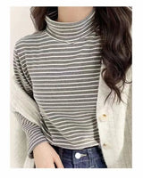 Women’s Striped Long-Sleeve Velvet Pullover
