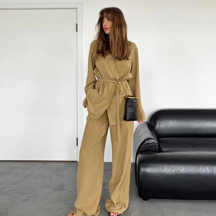 Women’s Ruffled Two-Piece Long Set