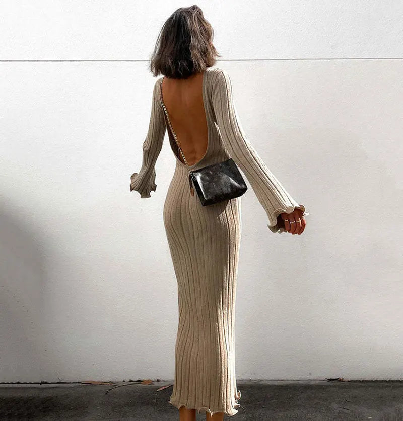 Women’s Backless Knitted Maxi Dress