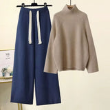 Women’s Two-Piece Turtleneck Knit Sweater and Wide-Leg Pants Set