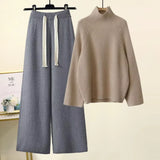 Women’s Two-Piece Turtleneck Knit Sweater and Wide-Leg Pants Set