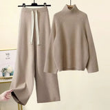 Women’s Two-Piece Turtleneck Knit Sweater and Wide-Leg Pants Set