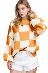 Women’s Plaid Crew Neck Knitted Sweater