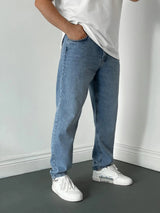 Men's High-End Casual Denim Jeans with Medium Wash