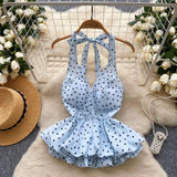 Women’s Ruffle Neck Embroidered Tank Top