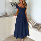 Women’s Summer Square Neck Puff Sleeve Maxi Dress