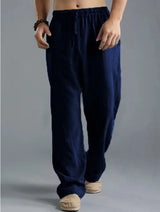 Men's Casual Linen-Style Polyester Pants
