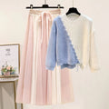 Women’s Two-Piece Gentle Skirt Set in Rainbow Blue & Pink