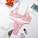 Transparent Floral Underwear Set