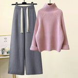 Women’s Two-Piece Turtleneck Knit Sweater and Wide-Leg Pants Set