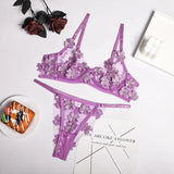 Transparent Floral Underwear Set