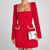 Women’s Pearl-Decorated Knit Dress
